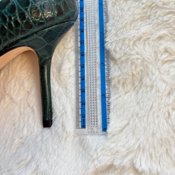 Jimmy Choo Love 85 Dark Green Croc Embossed Pointed Toe Pumps Size 35.5 - Picture 7 of 8